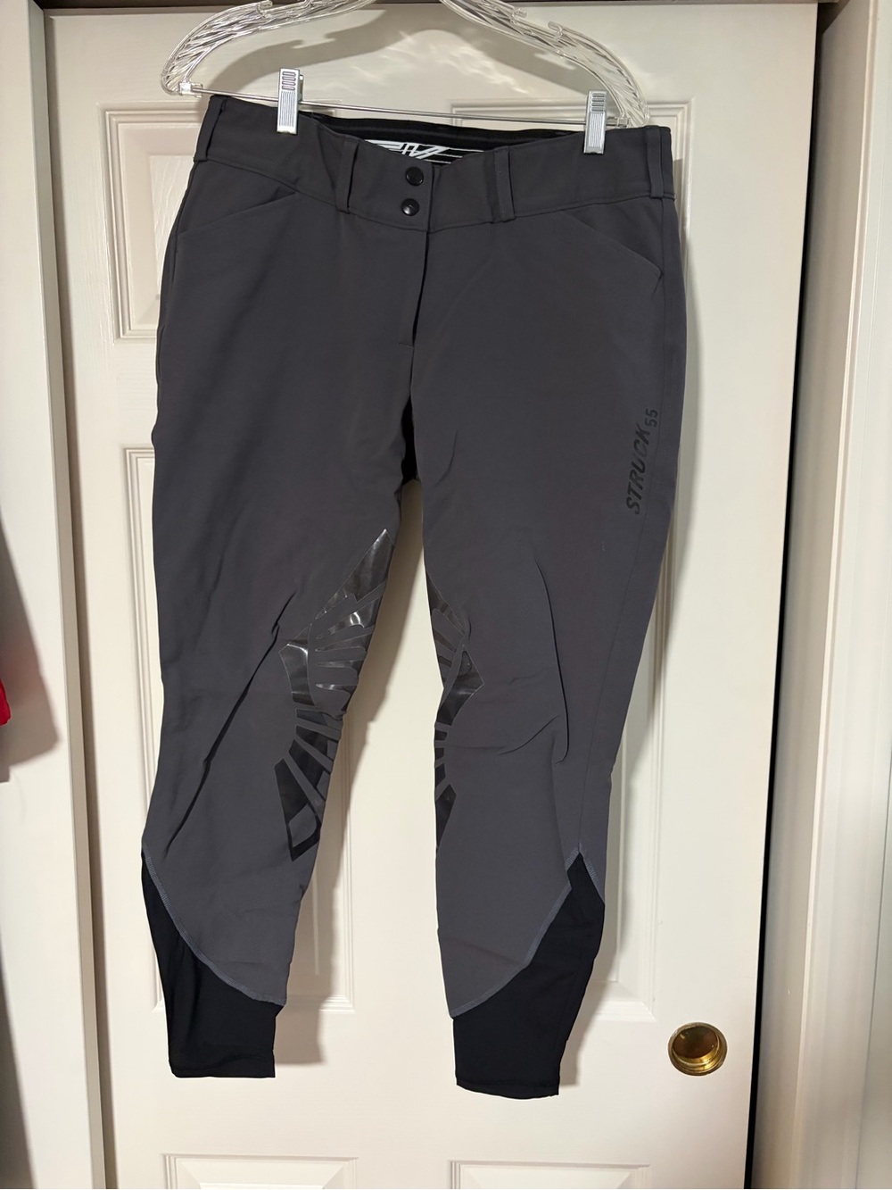 Women's Gray Equestrian Track Pants with Silicone Knee Grip